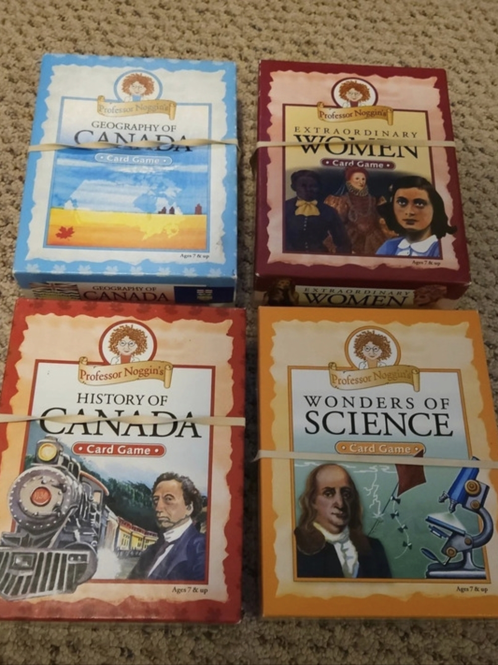 Professor Noggin's Card Game Bundle Set of 4,  Canada, Science, Women!!